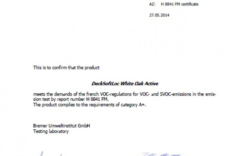 Deck Soft Loc White Oak Active Certificate